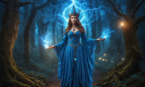 Blue Sorceress Casting Spell
